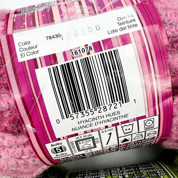 Bernat Masala Bulky Yarn Self Striping Pink Hyacinth Hues Green Thyme Tones (2) - Picture 5 of 7